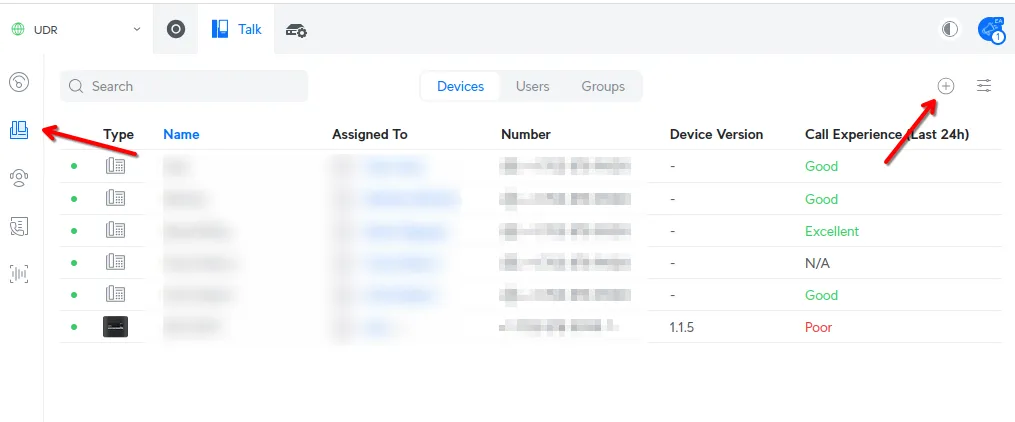 Unifi Talk interface showing the Assignments tab